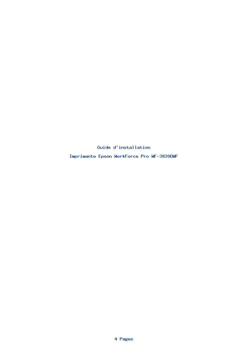 Page 1 de la notice Guide d'installation Epson WorkForce Pro WF-3820DWF