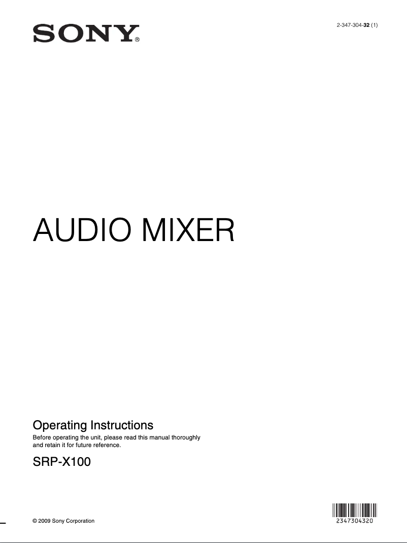 Page 1 de la notice Manuel utilisateur Sony SRP-X100