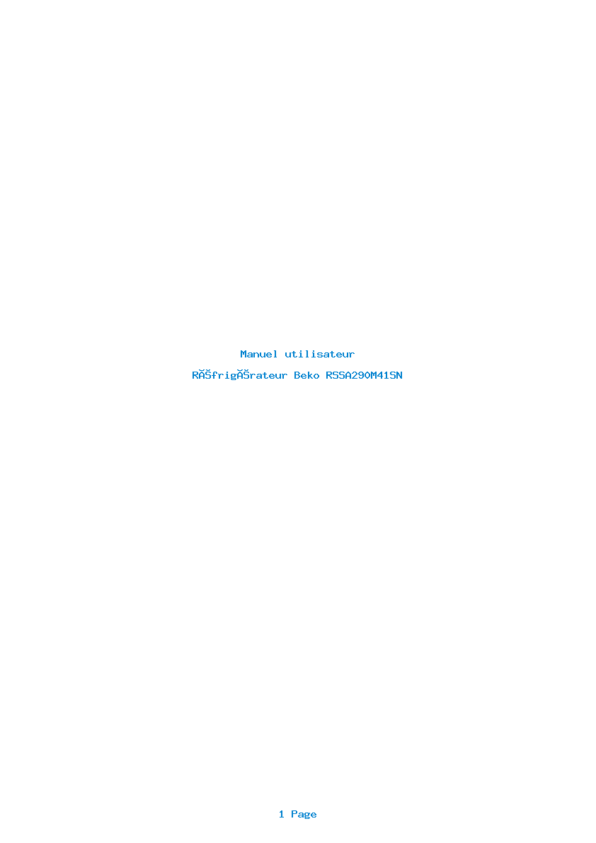 Page 1 de la notice Manuel utilisateur Beko RSSA290M41SN