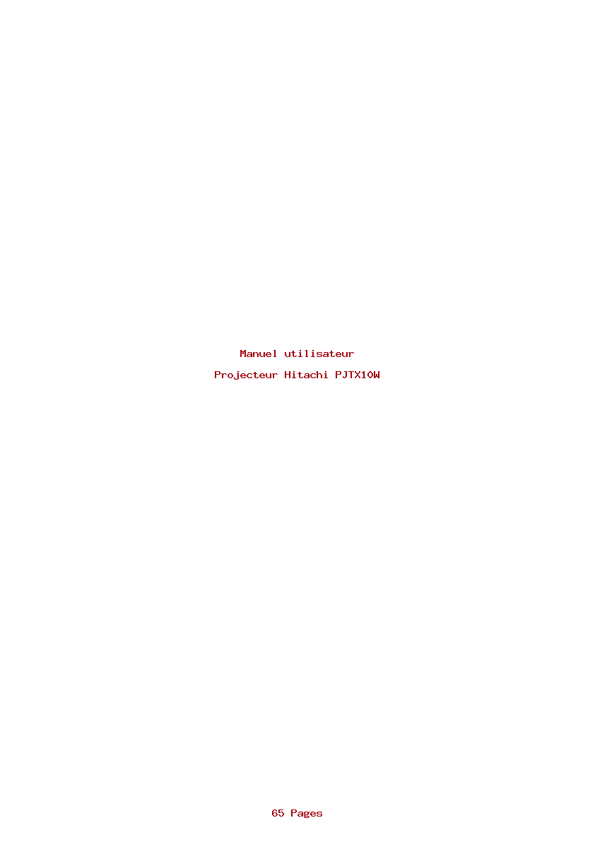 Page 1 de la notice Manuel utilisateur Hitachi PJTX10W