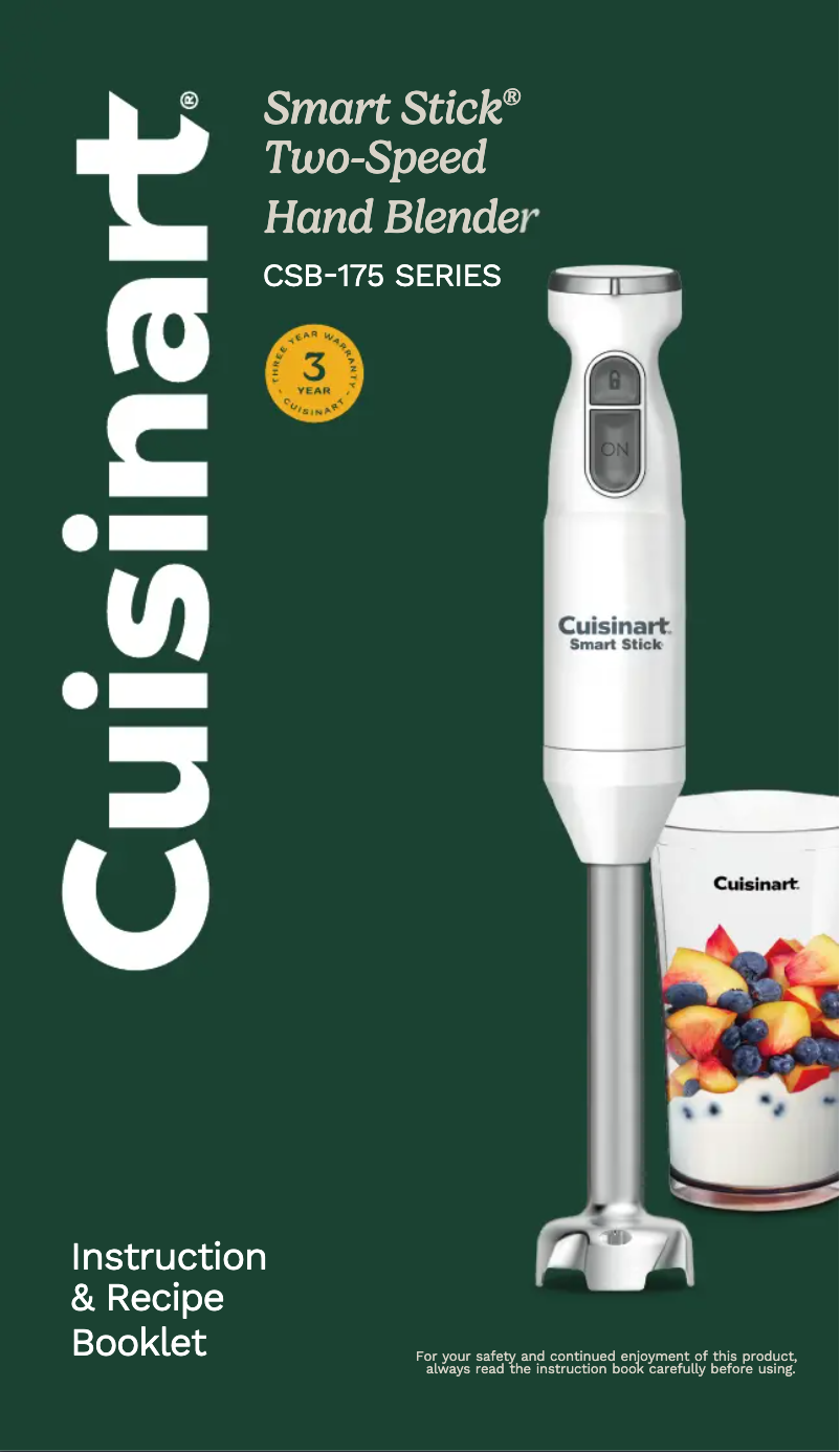 Page 1 de la notice Manuel utilisateur Cuisinart Smart Stick CSB-175