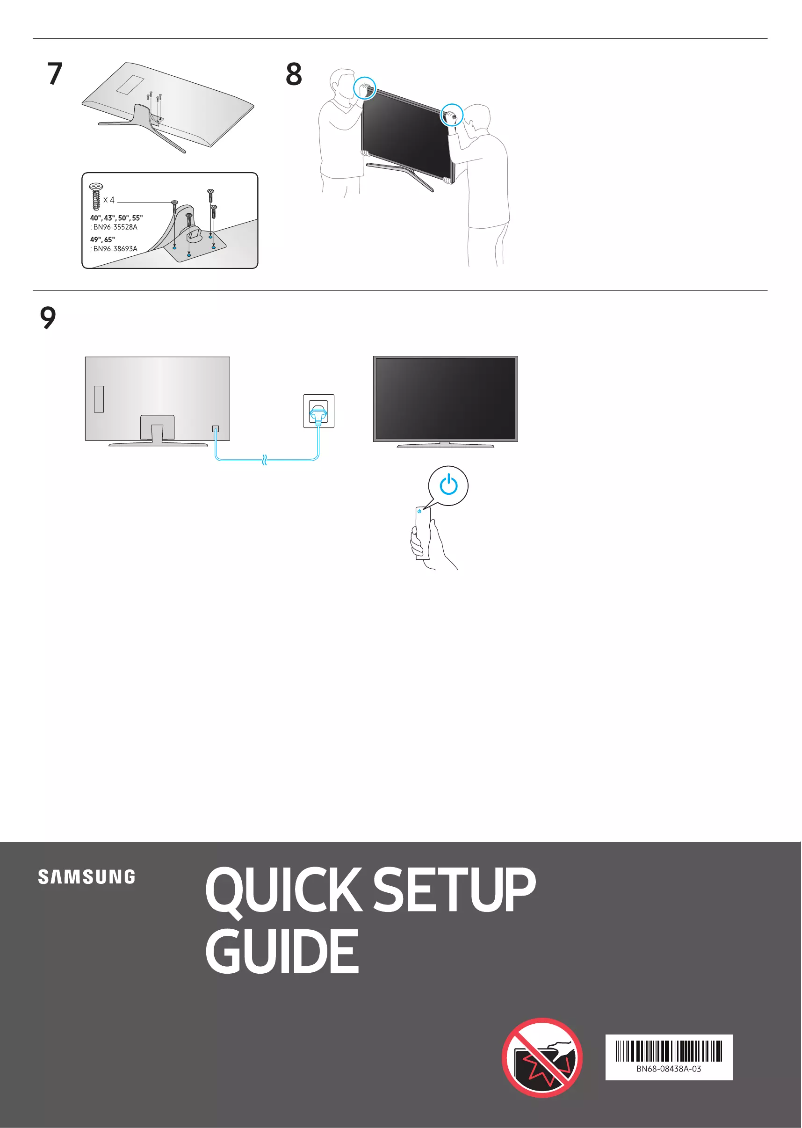 Page 1 de la notice Guide d'installation Samsung UN65MU6300F
