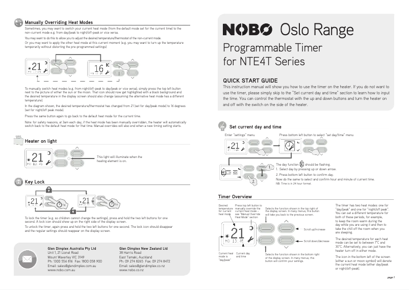 Page 1 de la notice Manuel utilisateur Nobo NTE4T24CASTORS