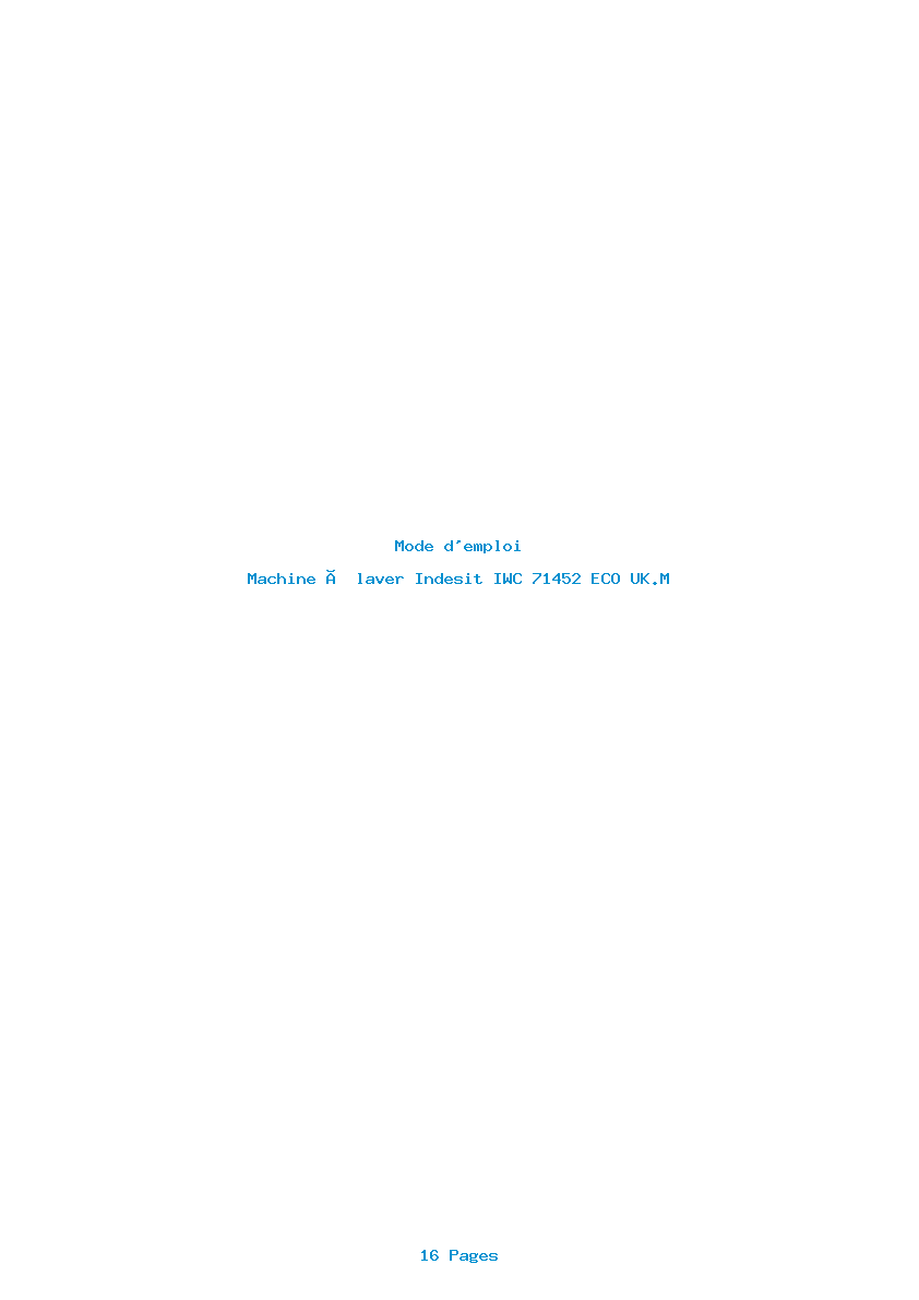 Page 1 de la notice Mode d'emploi Indesit IWC 71452 ECO UK.M