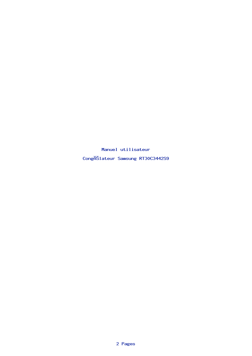 Page 1 de la notice Manuel utilisateur Samsung RT30C3442S9