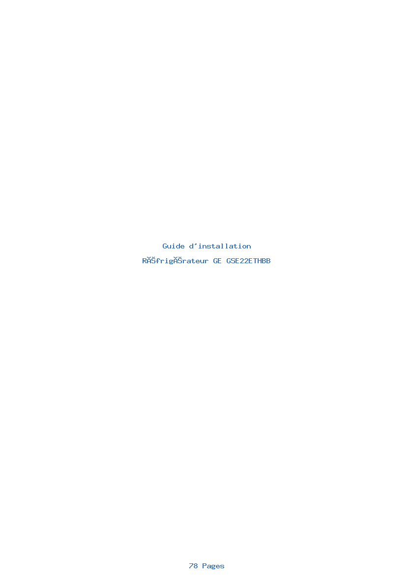 Page 1 de la notice Guide d'installation GE GSE22ETHBB