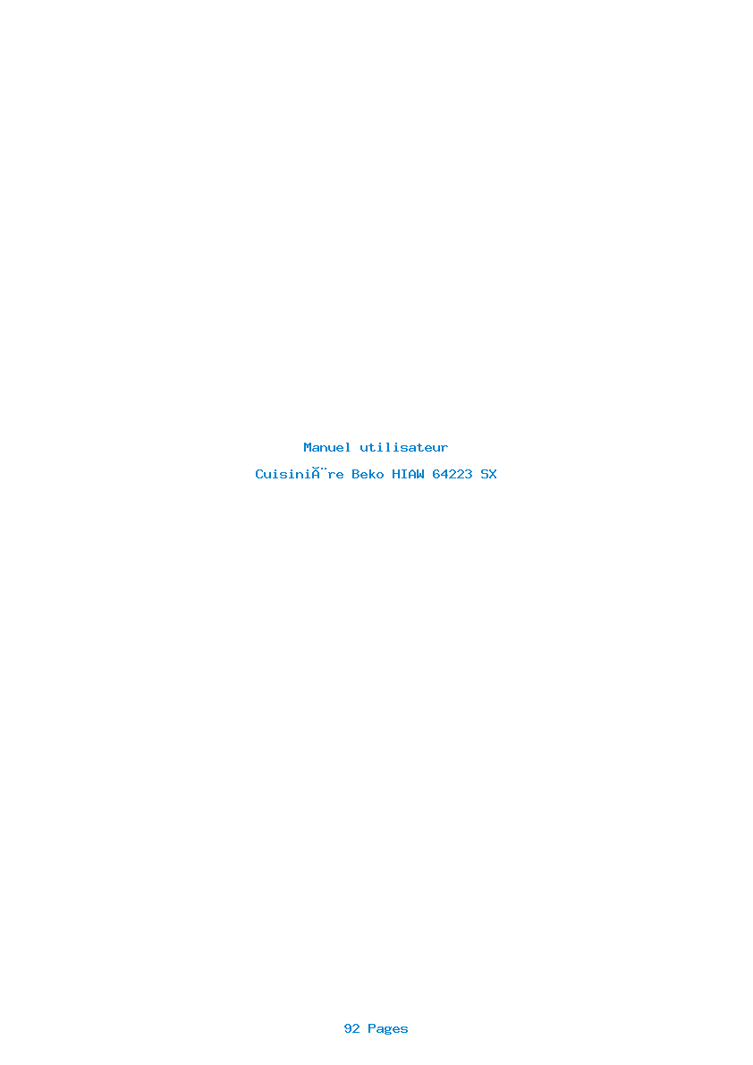 Page 1 de la notice Manuel utilisateur Beko HIAW 64223 SX