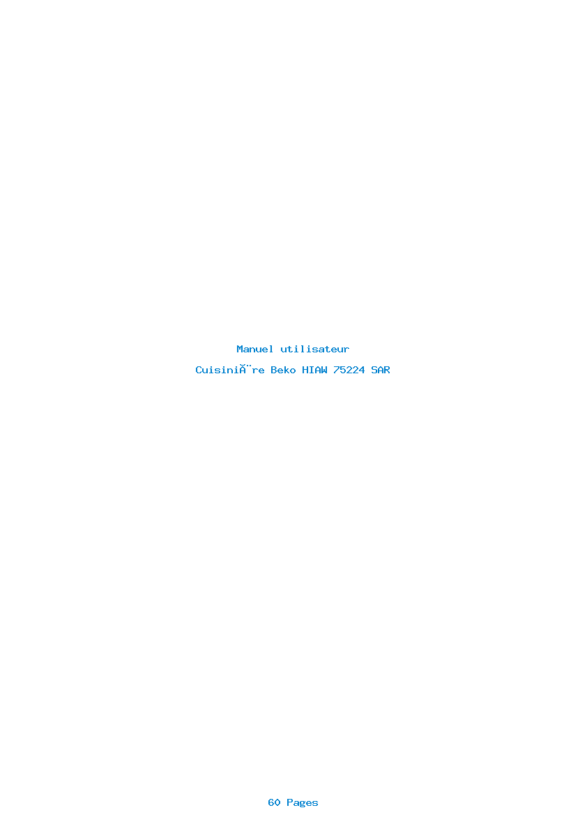 Page 1 de la notice Manuel utilisateur Beko HIAW 75224 SAR