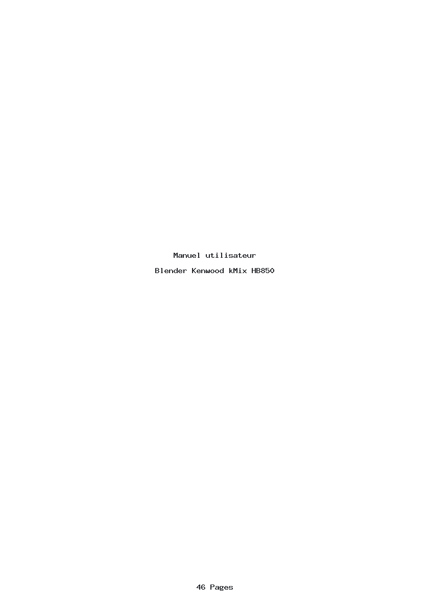 Page 1 de la notice Manuel utilisateur Kenwood kMix HB850