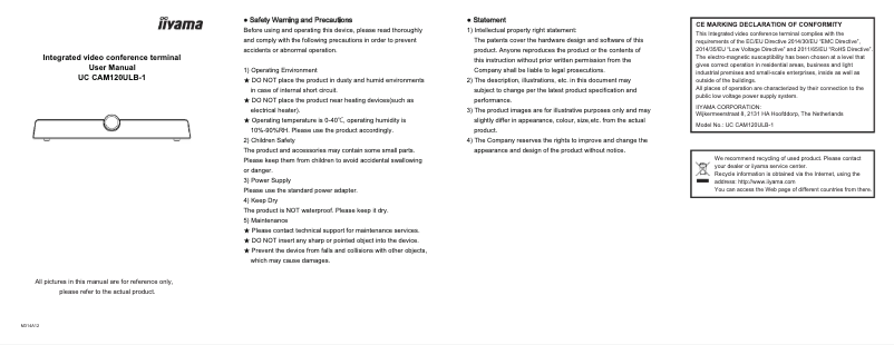 Page 1 de la notice Manuel utilisateur Iiyama UC CAM120ULB-1