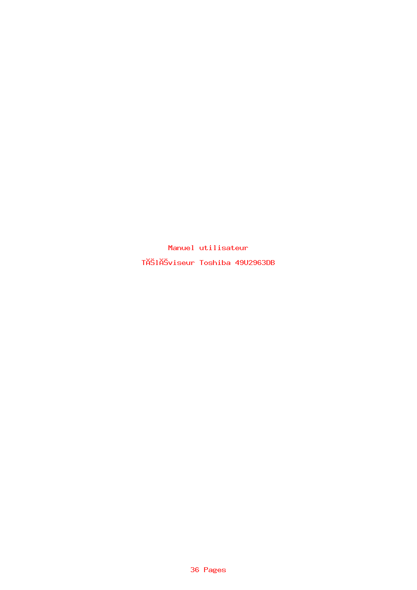Page 1 de la notice Manuel utilisateur Toshiba 49U2963DB