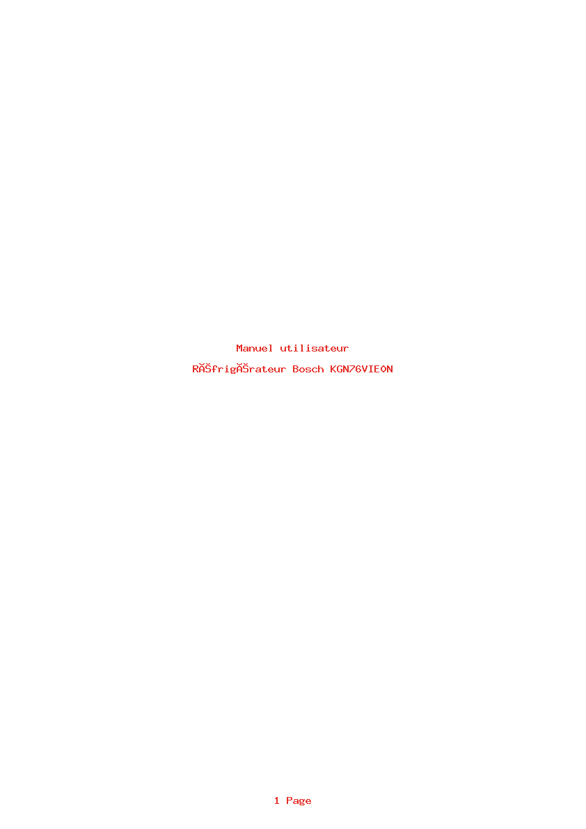 Page 1 de la notice Manuel utilisateur Bosch KGN76VIE0N