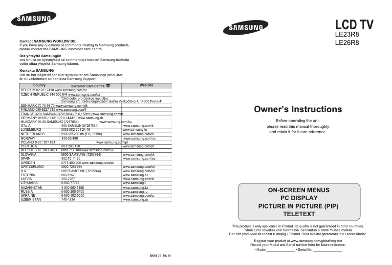 Página 1 del manual Manual de usuario Samsung LE23R86BC