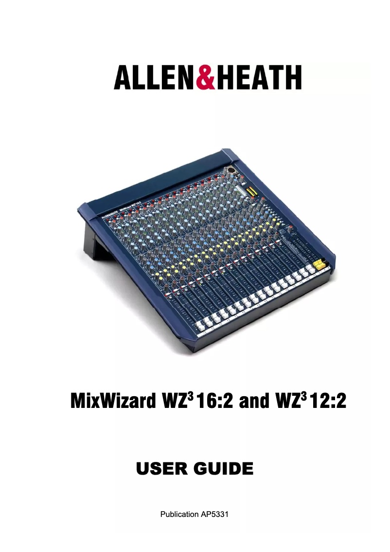Page 1 de la notice Manuel utilisateur Allen & Heath MixWizard WZ3-12
