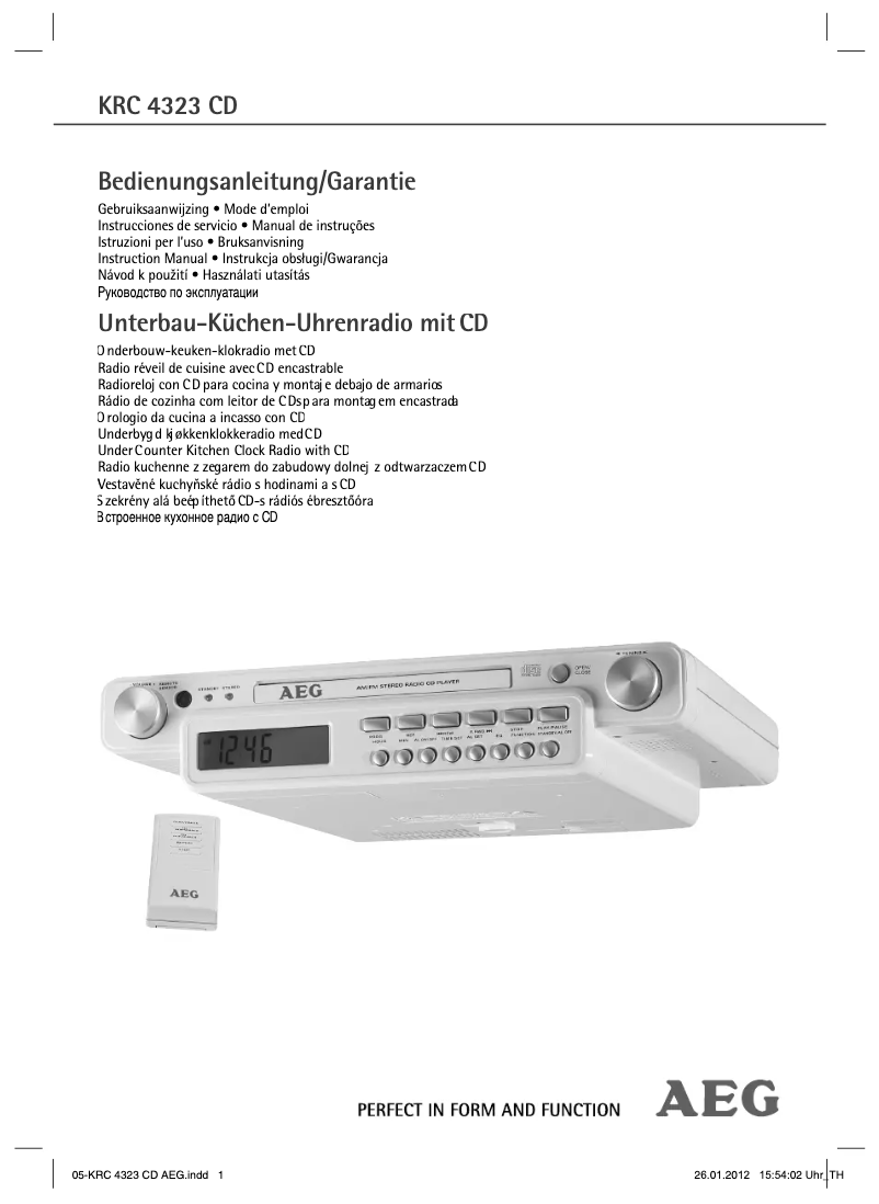 Page 1 de la notice Manuel utilisateur AEG KRC 4323 CD