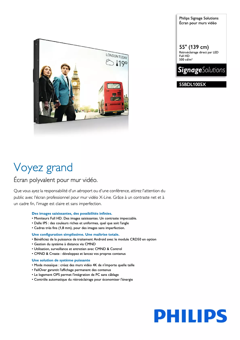 Page n°1 - Fiche technique Philips 55BDL1005X