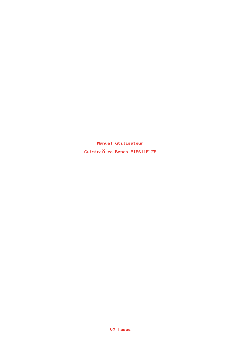 Page 1 de la notice Manuel utilisateur Bosch PIE611F17E
