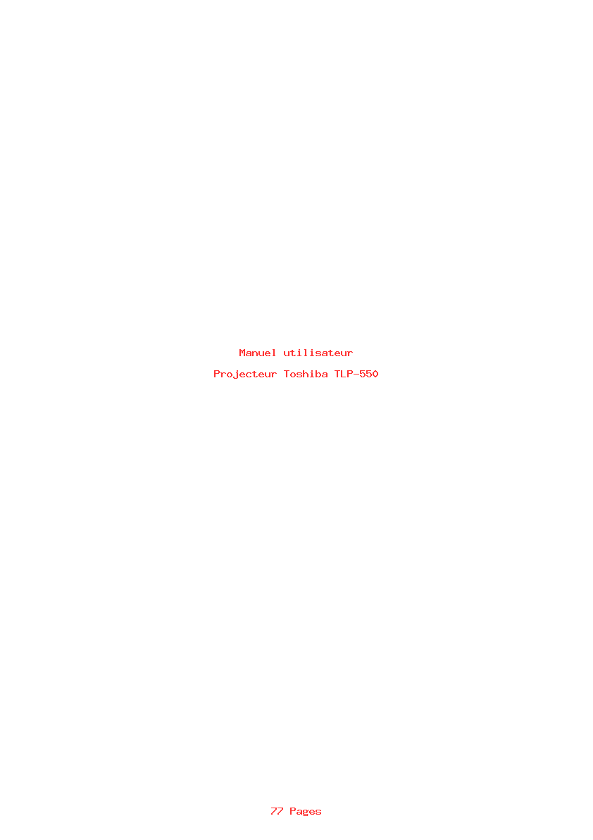 Page 1 de la notice Manuel utilisateur Toshiba TLP-550