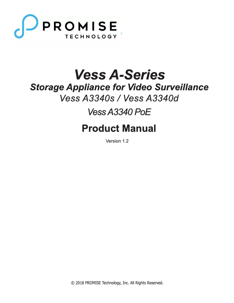 Page 1 de la notice Manuel utilisateur Promise Technology Vess A3340