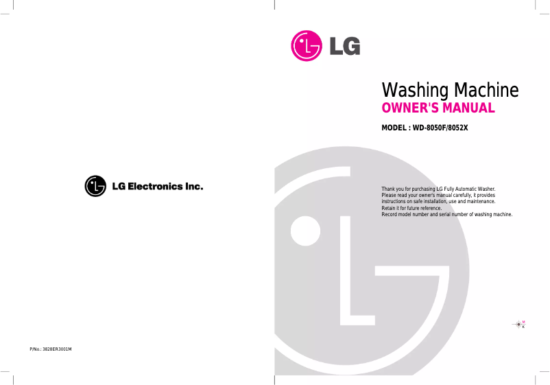 Page 1 de la notice Manuel utilisateur LG WD-8052X