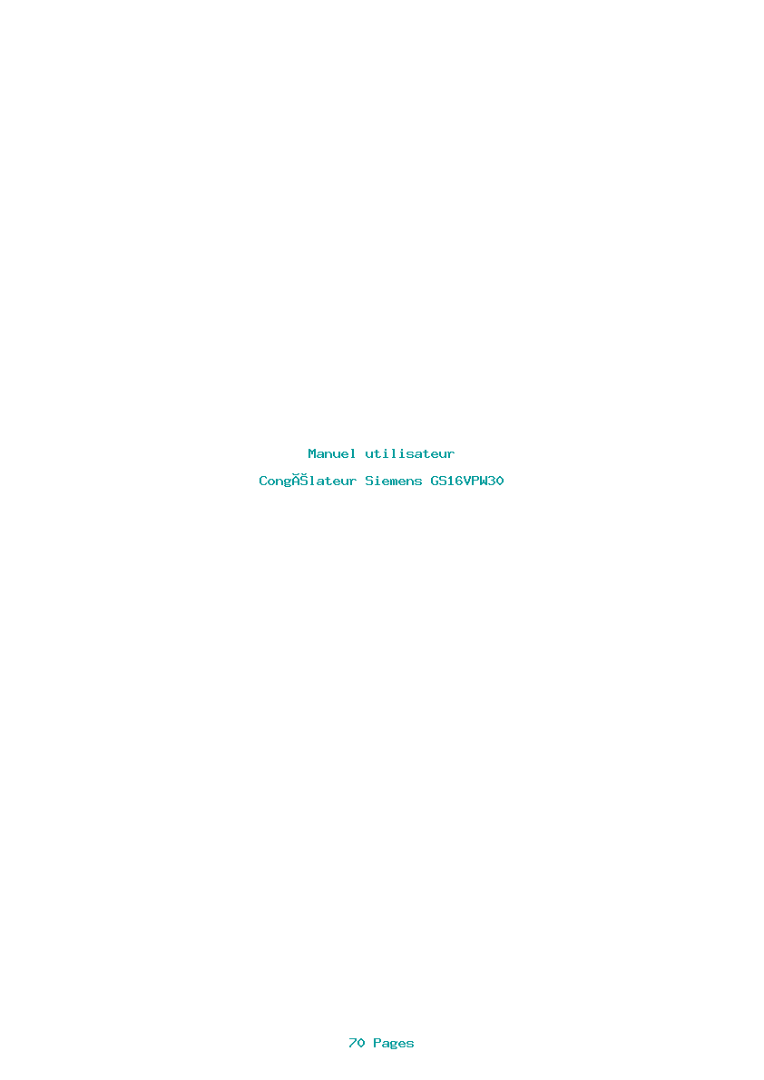 Page 1 de la notice Manuel utilisateur Siemens GS16VPW30