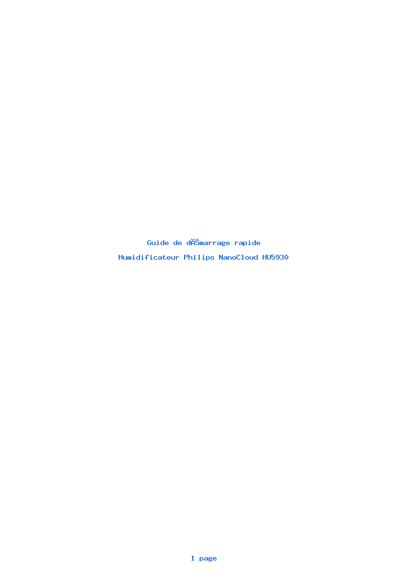 Page 1 de la notice Guide de démarrage rapide Philips NanoCloud HU5930