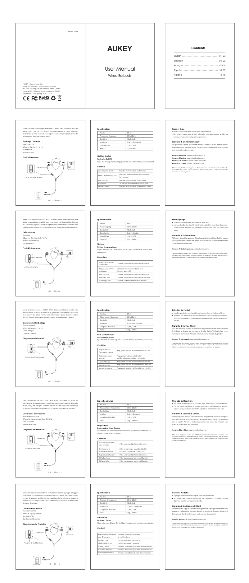 Página 1 del manual Manual de usuario Aukey EP-X3