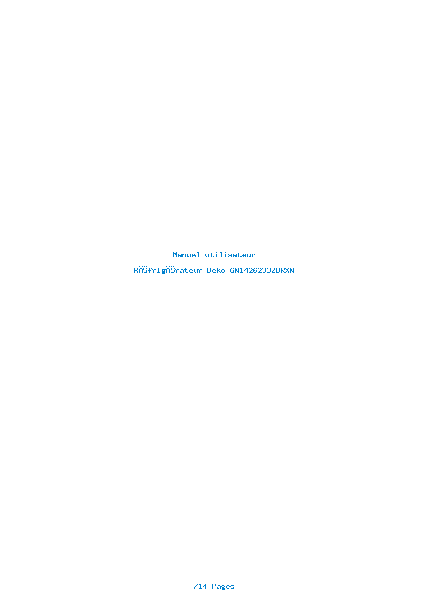 Page 1 de la notice Manuel utilisateur Beko GN1426233ZDRXN
