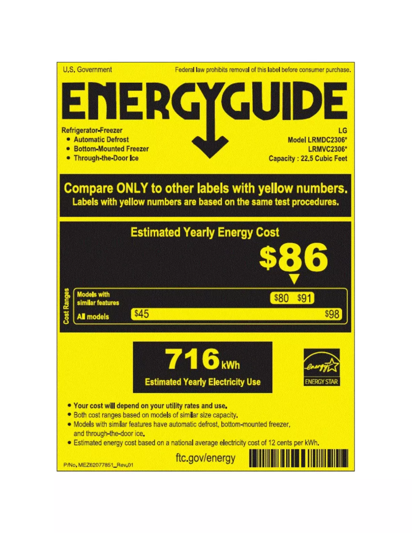 Page 1 de la notice Label énergétique LG LRMDC2306S