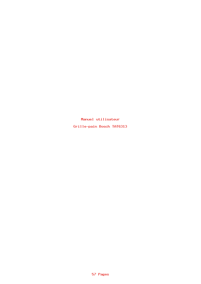 Page 1 de la notice Manuel utilisateur Bosch TAT6313