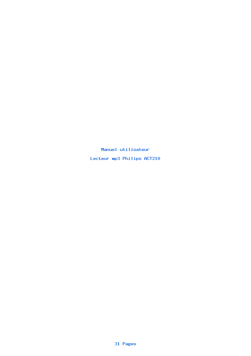 Page 1 de la notice Manuel utilisateur Philips ACT210