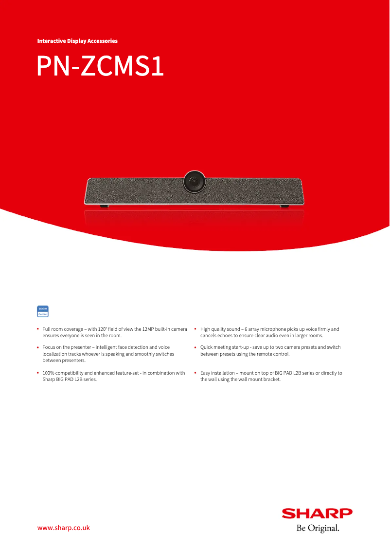 Página 1 del manual Ficha técnica Sharp PN-ZCMS1