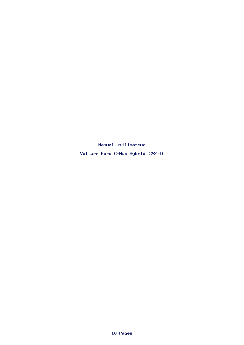 Page 1 de la notice Manuel utilisateur Ford C-Max Hybrid (2014)