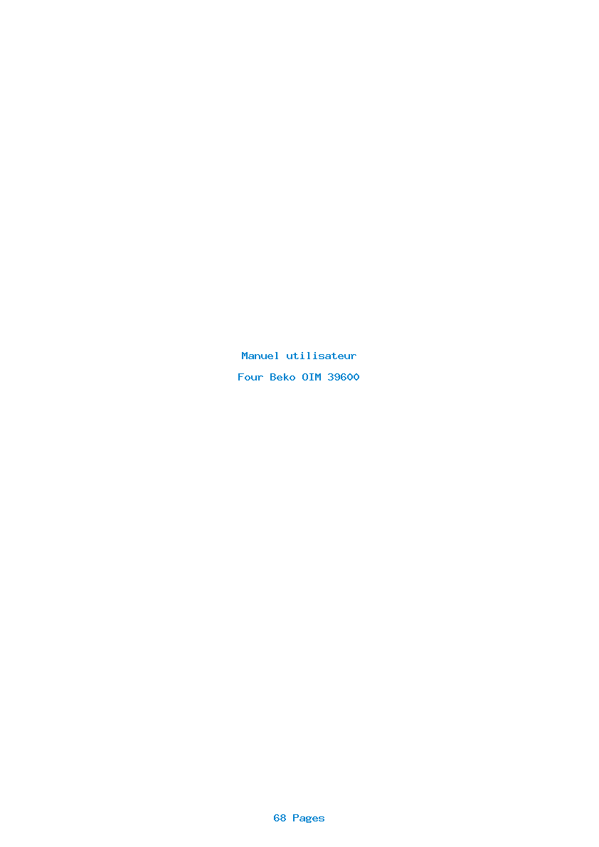 Page 1 de la notice Manuel utilisateur Beko OIM 39600