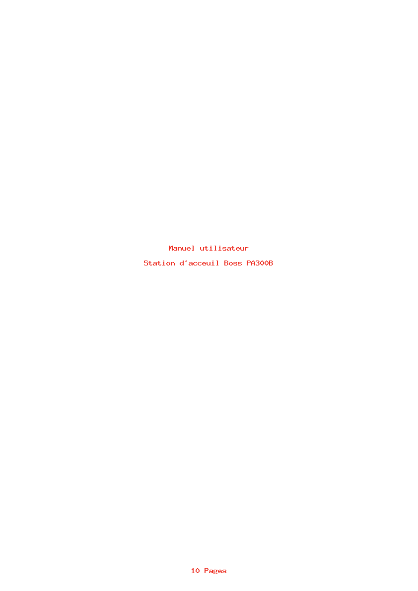 Page 1 de la notice Manuel utilisateur Boss PA300B