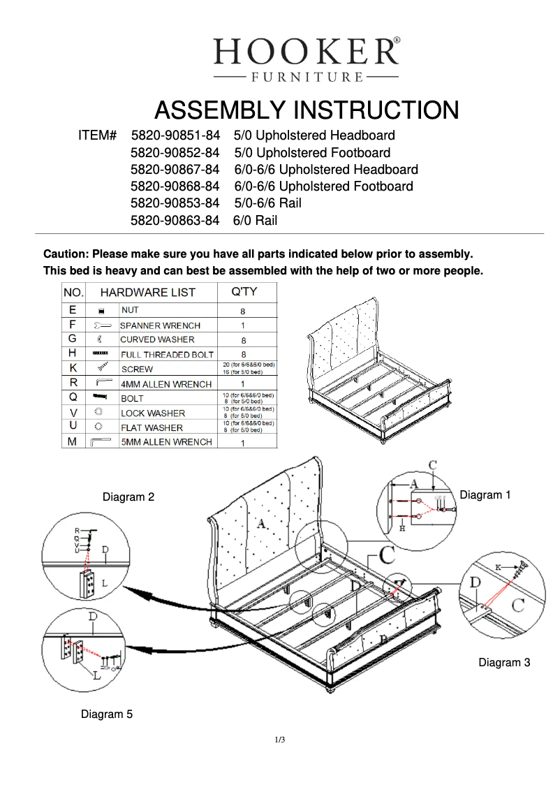 Page 1 de la notice Manuel utilisateur Hooker 5820-90851-84