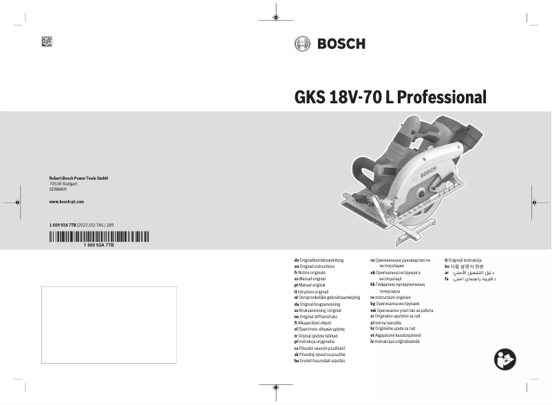 Page 1 of the manual User Manual Bosch GKS 18V-70 L Professional