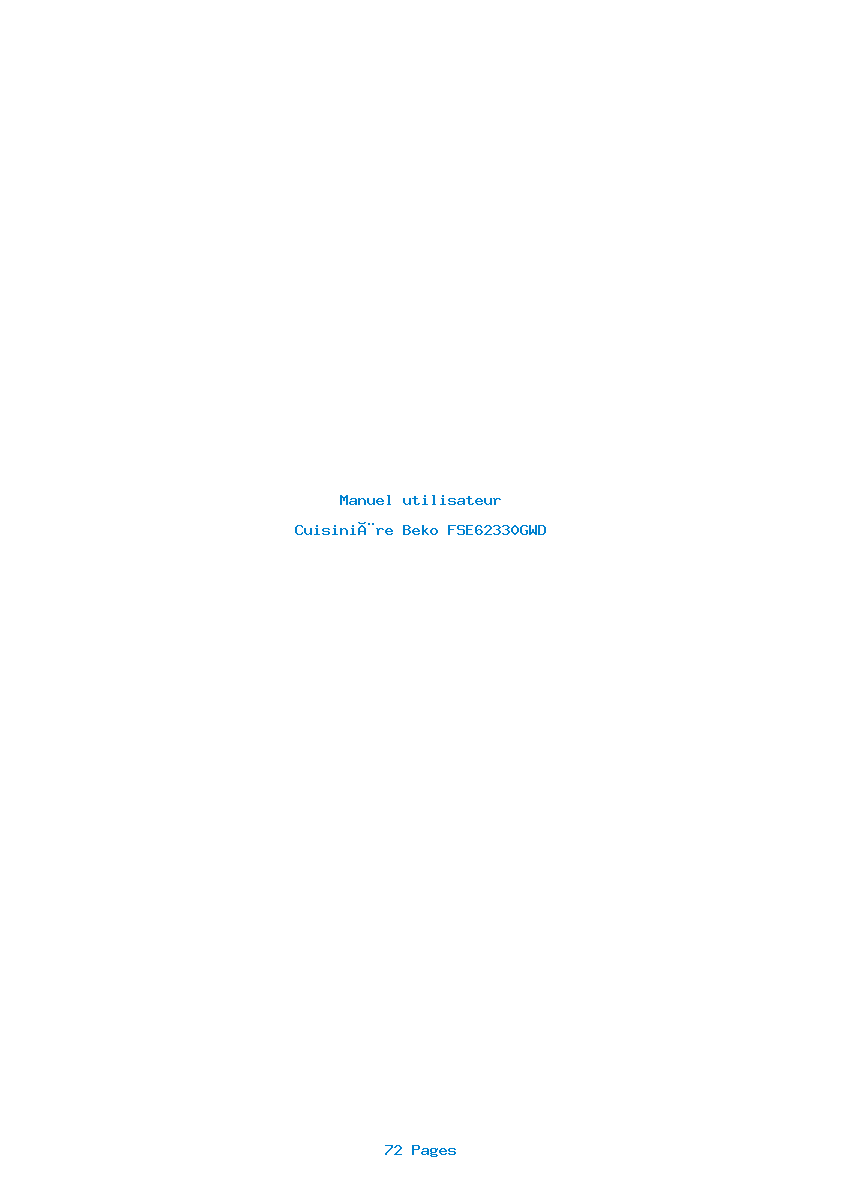 Page 1 de la notice Manuel utilisateur Beko FSE62330GWD