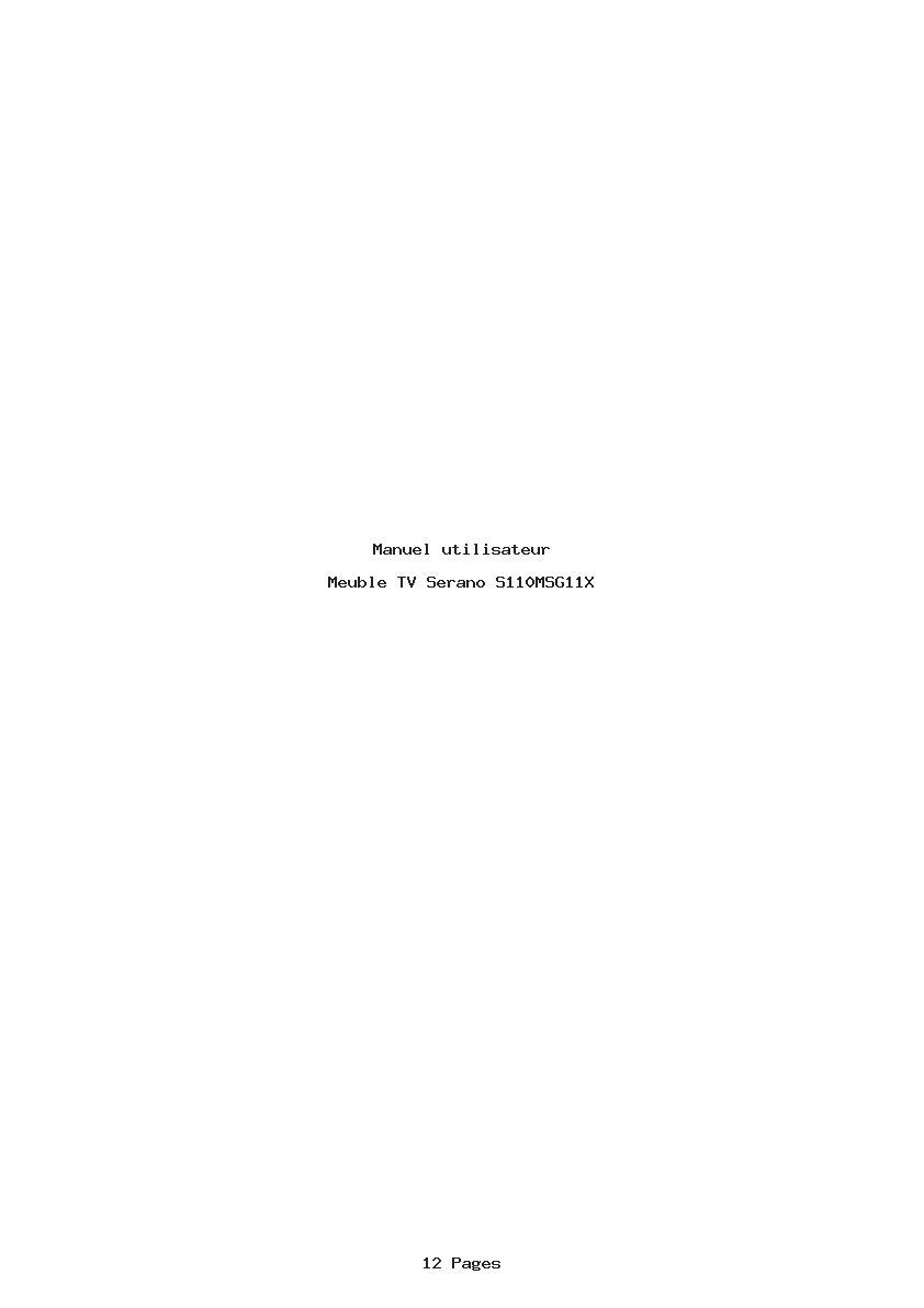 Page 1 de la notice Manuel utilisateur Serano S110MSG11X