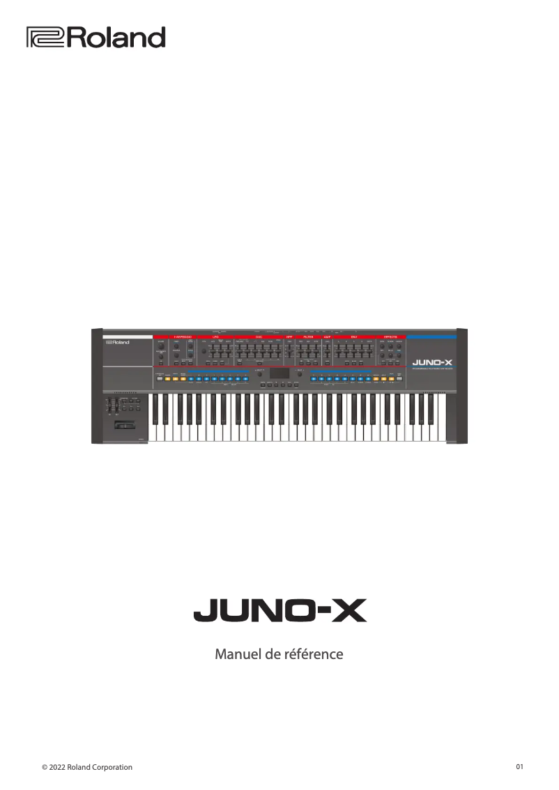 Page 1 de la notice Manuel utilisateur Roland JUNO-X