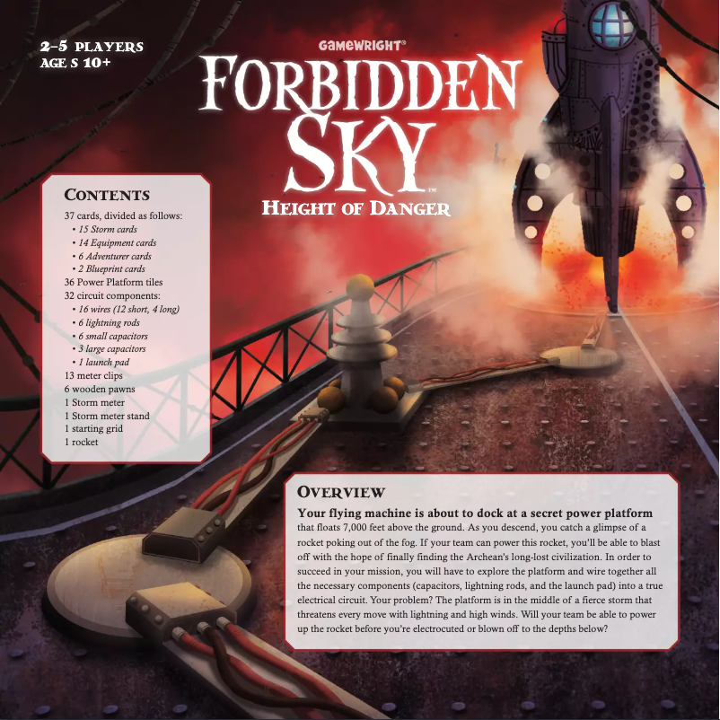 Page 1 de la notice Manuel utilisateur Gamewright Forbidden Sky