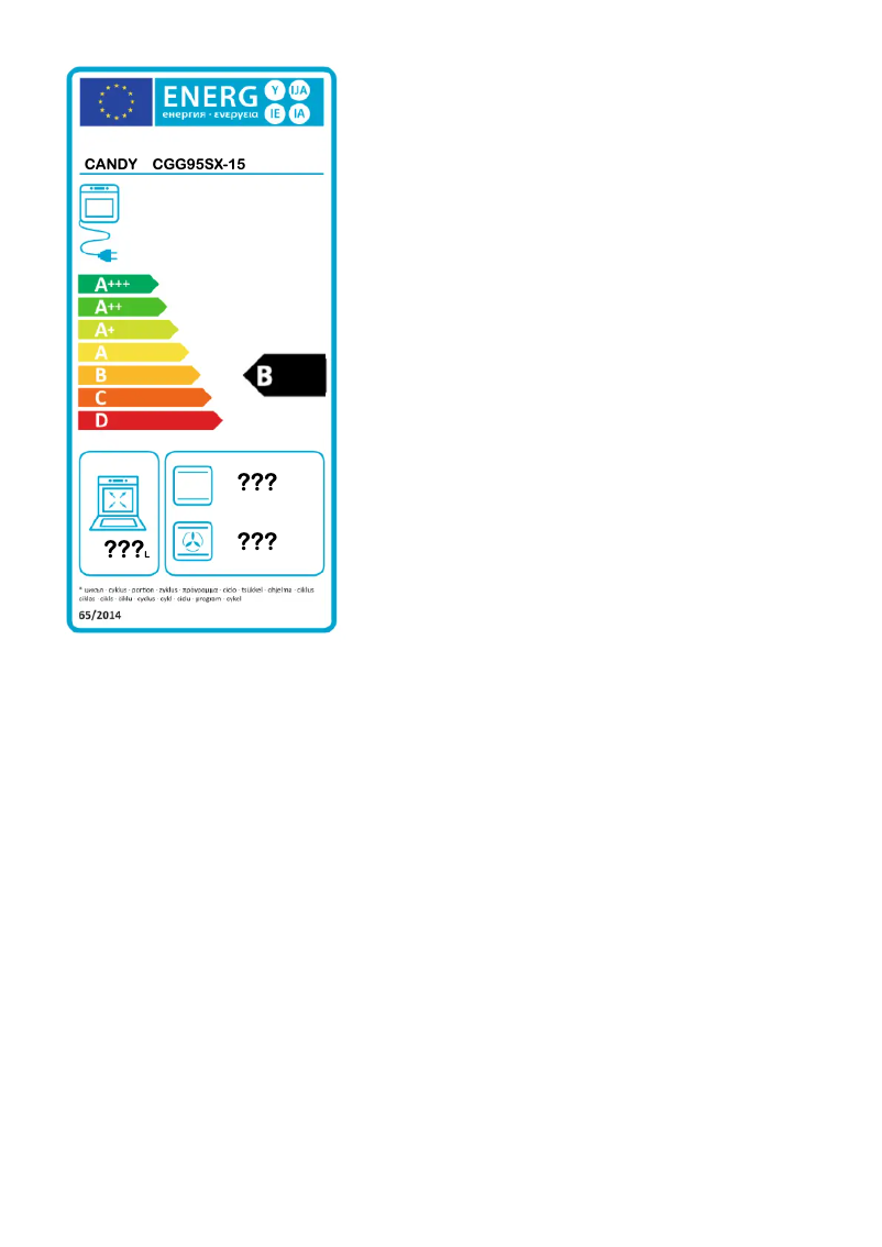 Page 1 de la notice Label énergétique Candy CGG95SX-15