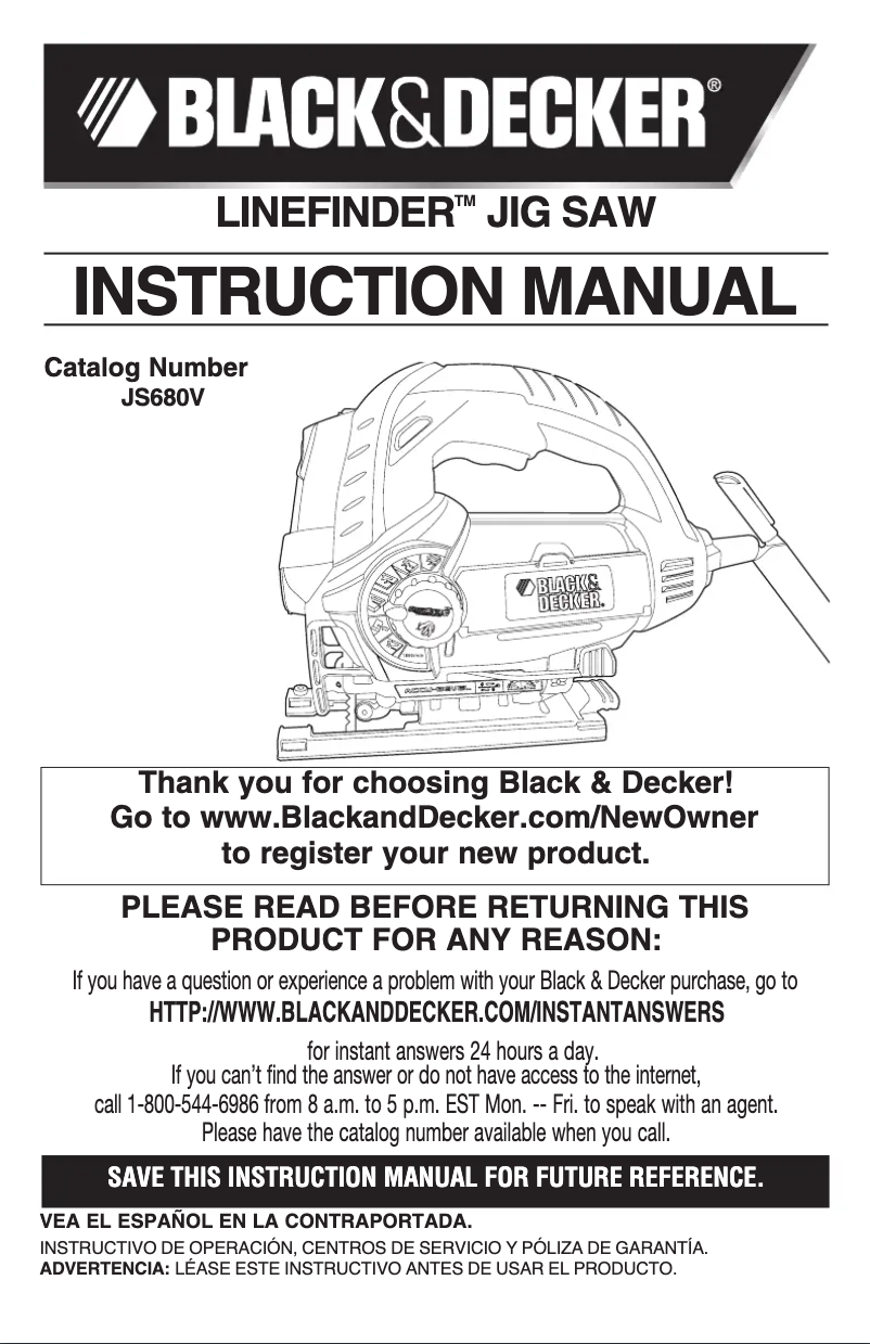 Page 1 de la notice Manuel utilisateur Black & Decker JS680V