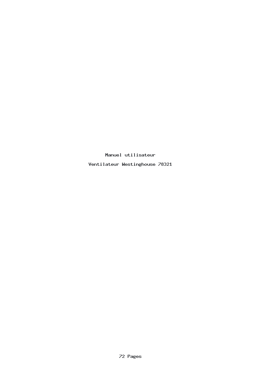 Page 1 de la notice Manuel utilisateur Westinghouse 78321