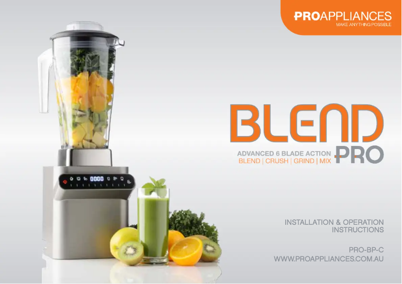 Page 1 de la notice Manuel utilisateur Proappliances Blend Pro