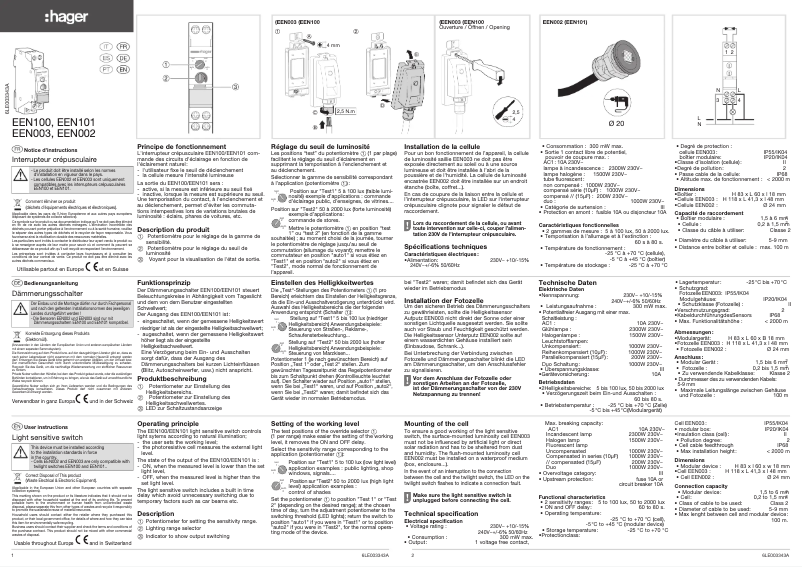 Página 1 del manual Manual de usuario Hager EEN002