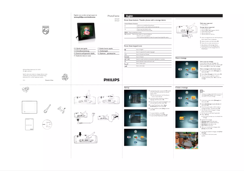 Page 1 de la notice Guide de démarrage rapide Philips SPF2327