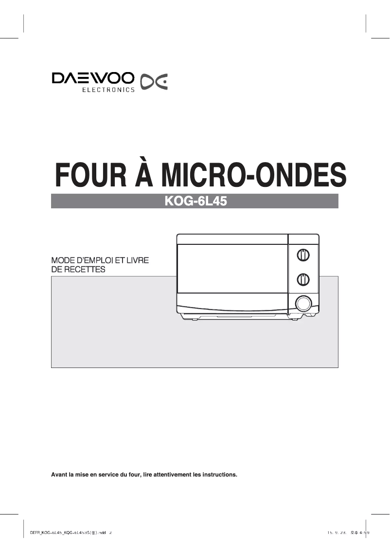 Page 1 de la notice Manuel utilisateur Daewoo KOG-6L45