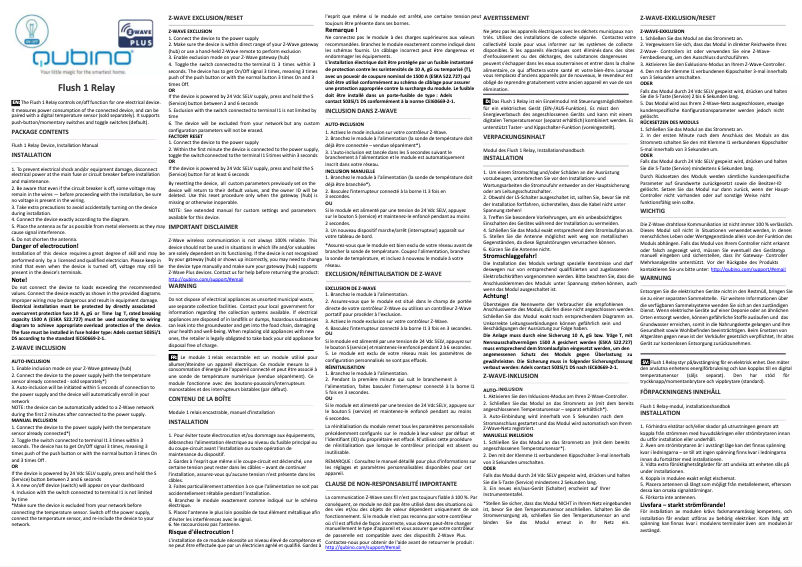 Page 1 of the manual User Manual Qubino Flush 1 Relay