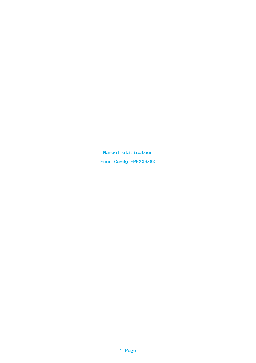 Page 1 de la notice Manuel utilisateur Candy FPE209/6X